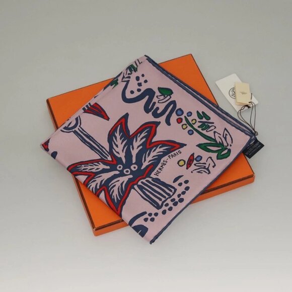 HERMES Carre 90 Scarf ""ISOLA DI PRIMAVERA"" Silk Pink Auth 133737 - Picture 1 of 16